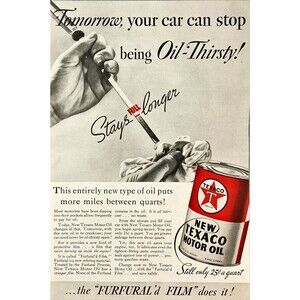 Texaco "This New Oil puts more miles between Quarts!" Vintage Print Ad 1936